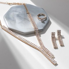Колье+серьги+кольцо из бижутерного сплава 40 см Queen fair 9690681, фианит