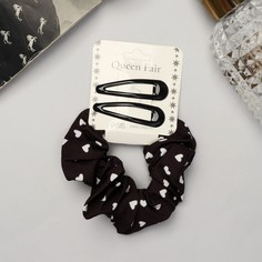 Заколка клик-клак и резинка Queen fair 9709031 черные, 3 шт