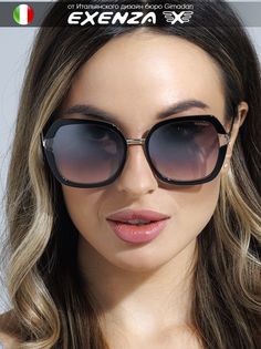 Солнцезащитные очки женские Exenza Adriana P01 черные/прозрачные/серебристые