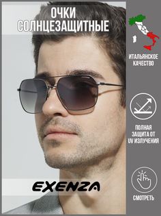 Солнцезащитные очки мужские Exenza Dante P01 черные/хром матовый