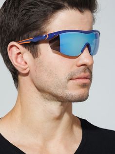 Спортивные солнцезащитные очки мужские Exenza Destro P01 синие/оранжевые