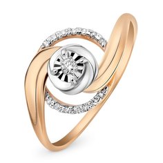 Кольцо из красного золота р. 18,5 585Gold 101001830, бриллиант