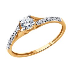 Кольцо из красного золота р. 17,5 Diamant 51-210-02179-1, бриллиант