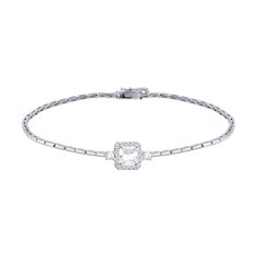 Браслет из белого золота р. 18 SOKOLOV 75-00003-3, бриллиант\горный хрусталь