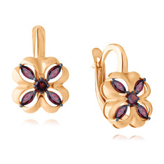 Серьги из красного золота ADAMAS 24040976/01-А50Ч-655, гранат/фианит АДАМАС
