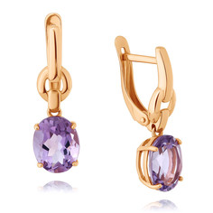 Серьги подвески из красного золота ADAMAS 24041230/01-А50-653, аметист АДАМАС