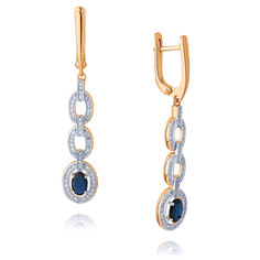 Серьги подвески из красного золота ADAMAS 24041145/01-А50ДЧ-432, сапфир/бриллиант АДАМАС