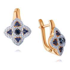 Серьги из красного золота ADAMAS 24041244/01-А50ДЧ-432, сапфир/бриллиант АДАМАС