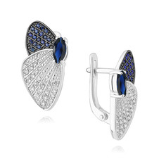 Серьги из белого золота ADAMAS 24041243/01-А51ДЧ-432, сапфир/бриллиант АДАМАС