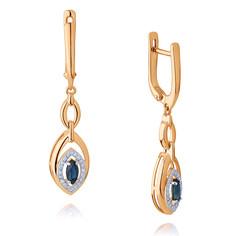 Серьги подвески из красного золота ADAMAS 24041250/01-А50ДЧ-432, сапфир/бриллиант АДАМАС