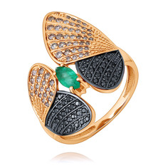 Кольцо из красного золота р. 18 ADAMAS 14041243/01-А50Ч-483, бриллиант/изумруд АДАМАС