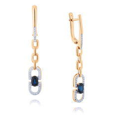 Серьги подвески из красного золота ADAMAS 24041249/01-А50Ч-432, сапфир/бриллиант АДАМАС
