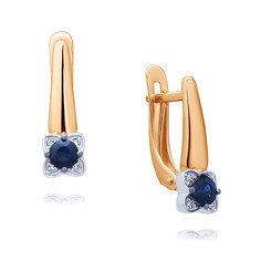 Серьги из красного золота ADAMAS 24041510/01-А50ДЧ-432, сапфир/бриллиант АДАМАС
