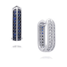 Серьги из белого золота ADAMAS 24041521/01-А51ДЧ-432, сапфир/бриллиант АДАМАС