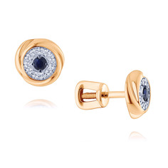 Серьги пусеты из красного золота ADAMAS 21041550/01-А50ДЧ-432, сапфир/бриллиант АДАМАС