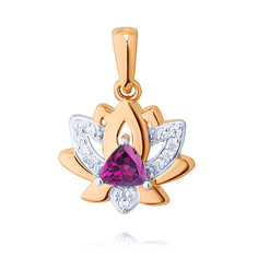 Кулон из красного золота ADAMAS 34041575/01-А50Д-669, родолит/фианит АДАМАС