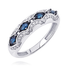 Кольцо из белого золота р. 17 ADAMAS 14041730/01-А51ДЧ-432, сапфир/бриллиант АДАМАС