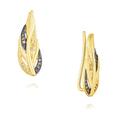 Серьги продевки из желтого золота ADAMAS 28041692/01-А55Ч-453, сапфир/бриллиант АДАМАС