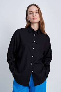 Рубашка женская Finn Flare BAS-100114 черная 5XL
