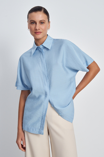 Рубашка женская Finn Flare FSC11045 голубая XL