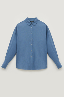 Рубашка женская Finn Flare BAS-100114 синяя 4XL