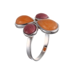 Кольцо из серебра р. 18 Джей Ви TRE35R_KO_AG_RHZ_WG, родохрозит