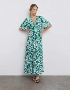 Платье женское Gloria Jeans GDR028543 зеленый/белый XL/170