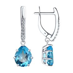 Серьги подвески из серебра Diamant 94-321-02059-1, фианит/топаз