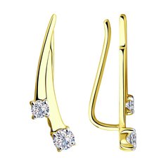 Серьги каффы из желтого золота SOKOLOV 028589-2, фианит