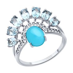 Кольцо из серебра р. 18 Diamant 94-310-02681-1, фианит/бирюза/топаз