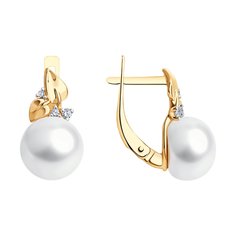 Серьги из серебра Diamant 93-320-02624-1, фианит/жемчуг культивированный