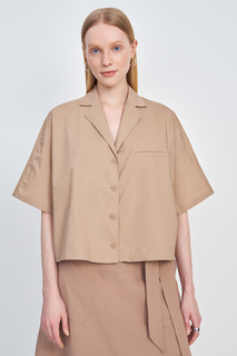 Рубашка женская Finn Flare FSE110124 коричневая XL