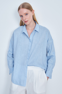 Рубашка женская Finn Flare FSE110249 голубая L