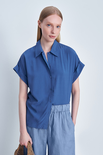 Рубашка женская Finn Flare BAS-10041 синяя S