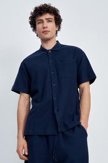 Рубашка мужская Finn Flare FSE210100 синяя XL