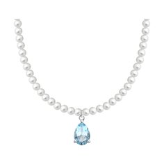 Колье из серебра 38 см SOKOLOV 94071071, жемчуг искусственный/топаз