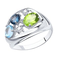 Кольцо из серебра р. 20,5 Diamant 94-310-00660-1, фианит/хризолит/топаз