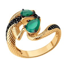 Кольцо из серебра р. 17,5 SOKOLOV 92014564, фианит/агат