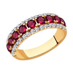 Кольцо из красного золота р. 18,5 SOKOLOV 4010683, бриллиант/рубин