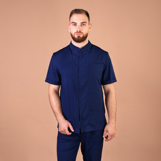 Рубашка медицинская мужская NoBrand TZ700 синяя 48 RU