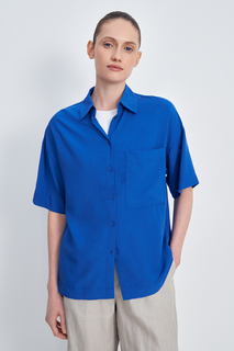 Рубашка женская Finn Flare BAS-10060 синяя 4XL