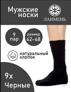 Комплект носков мужских Pakhtatex 08.01.2008 черных 42-45, 9 пар.