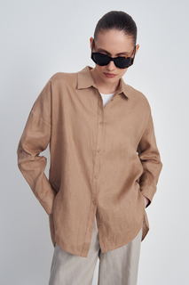 Рубашка женская Finn Flare FSE110249 коричневая XL