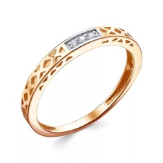 Кольцо обручальное из красного золота р. 17,5 585Gold 301012587, фианит