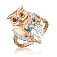 Кольцо из комбинированного золота р. 20 PLATINA jewelry 01-5551-00-201-1111, топаз/эмаль