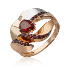 Кольцо из комбинированного золота р. 21 PLATINA jewelry 01-5711-00-204-1111, гранат