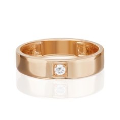 Кольцо обручальное из красного золота р. 22 PLATINA jewelry 01-3399-00-401-1110-03, фианит
