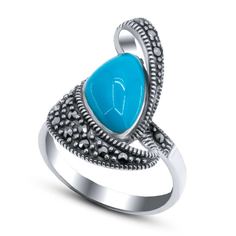 Кольцо из серебра р. 20 Silver Wings 210401-39, бирюза/марказит