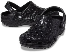 Шлепанцы унисекс Crocs Classic Metallic Crocskin Clog черные M4 US; W6 US