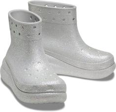 Резиновые полусапоги унисекс Crocs Classic Crush Glitter Boot Atm серые M7 US; W9 US